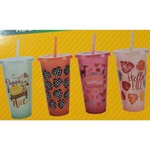 Harvest Fall Color Changing Tumbler Cups 4 Pack 25 oz.